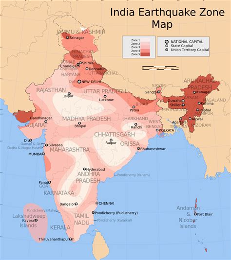 earthquake map of india